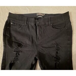 Torrid Bombshell Skinny Jeans Plus Size 18 Distressed Stretch Ankle Black Ripped